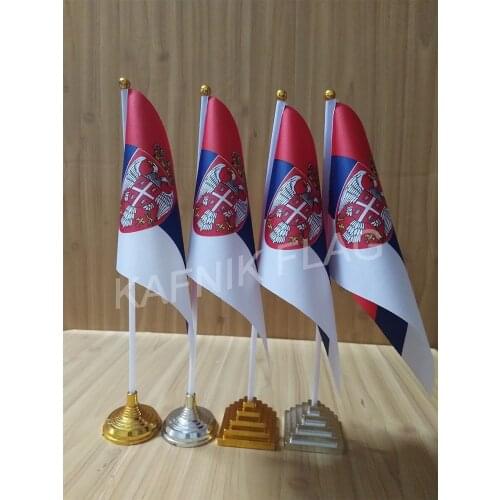KAFNIK,5/10pcs a lot Serbia table desk flag banner 14*21cm flag /Plastic flags or suction cups for your choice free shipping