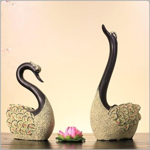 Creative gift pair of art black swan decorations home decoration
