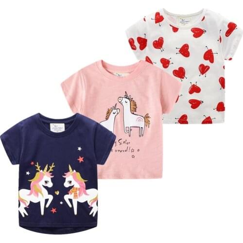 Cute Kids Boy T-shirt Summer Toddler Girls Clothes Short Sleeve Cotton Cartoon Pattern O-neck For 2020 Baby Girls 2-7y Clothes