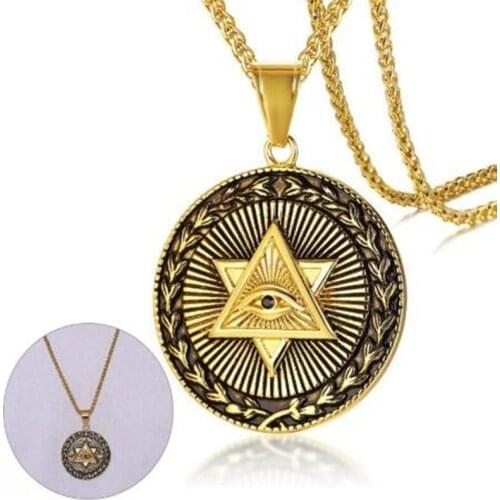 Men Necklace Triangle Eye Pyramid Eye Pendant Punk Jewelry