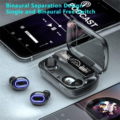 M1 Bluetooth Earphones 2000mAh Charging box Stereo Earbuds LED Display Noise Reduction Music Sports Gaming Headsets with Mic