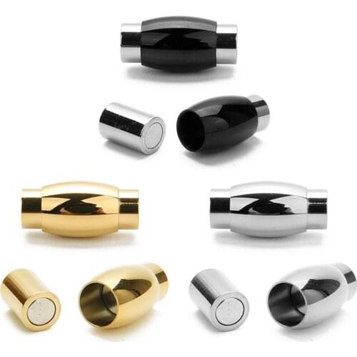 Stainless Steel Metal Magnetic Buckle Connectors Charms Fit 6mm Leather Bracelet Magnetic Clasp Jewelry Findings 10x20mm