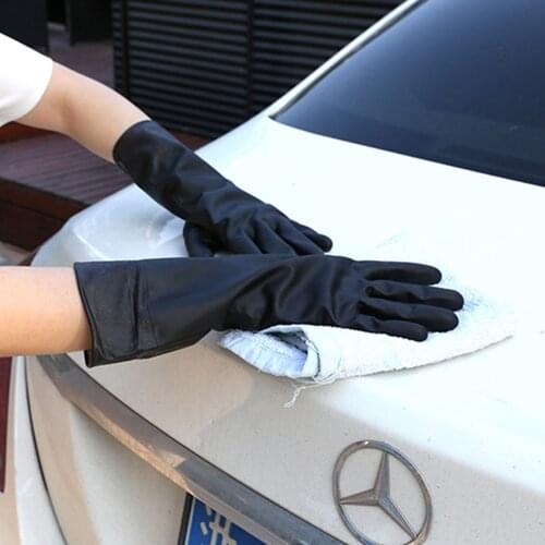 Rubber Gloves Reusable Waterproof Dishwashing Car Washing Cleaning Black Glove Non-Slip Kitchen Gloves