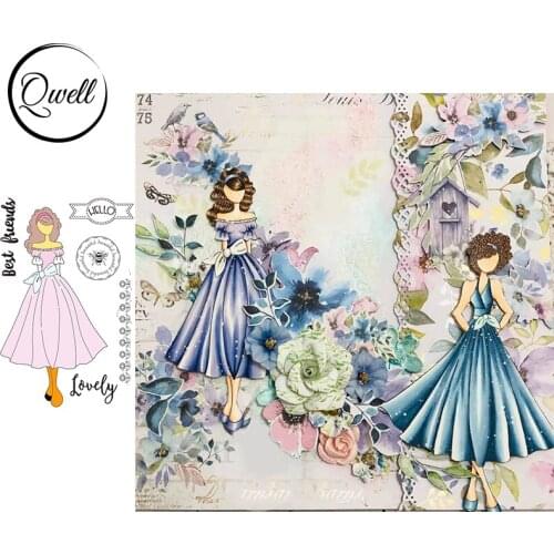 QWELL Tube Top Skirt Lady Bow-knot Clear Stamps Badge Banner for Paper Craft Cards Decoration Album DIY Scrapbooking 6*8 inch