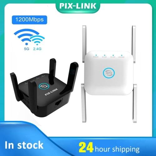 PIXLINK 2.4Ghz/5Ghz WiFi Repeater Wireless Long Range Extender AC1200 Network Booster Amplifier Rourters Signal 300/1200Mpbs