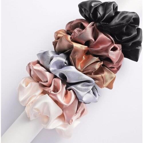 1pc Fashion Solid Color Hair Scrunchy Creative Satin Hair Tie Ponytail Holder Hair Rope For Girls Women Ladies Hair Accessories