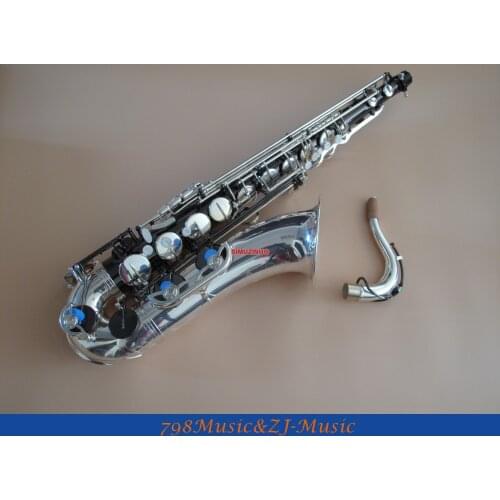 Tenor Sax saxophone Natural abalone shell With Case Silver and Black Nickel
