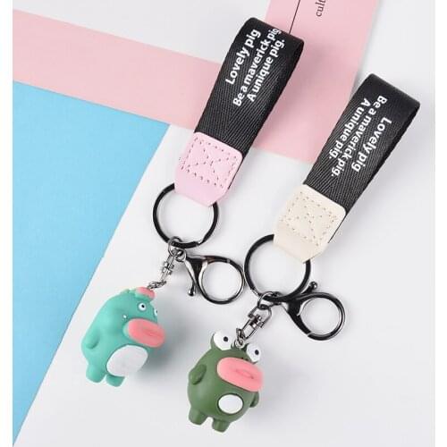 Cute Cartoon Dinosaur Frog Monkey Duck Doll Keychains Lovely Animal Keyring Kawaii Charms Pendant for Key Chain Kids Gift