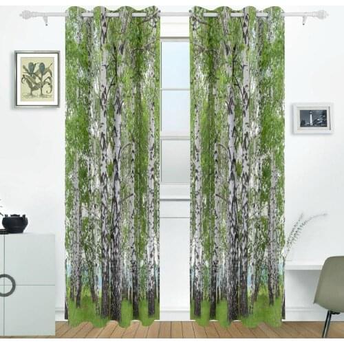 Birch Tree Curtains Drapes Panels Darkening Blackout Grommet Room Divider for Patio Window Sliding Glass Door 55x84 Inches