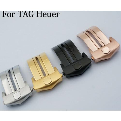 MAIKES New 18mm 20mm High Quality stainless steel Deployment Butterfly Buckle Watch Leather band Strap Clasp For Watchbands