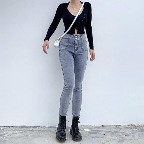 Women Stretch Jeans High Waist Skinny Pants New Autumn Retro Pants Washed Elastic Slim Trousers New Casual Pencil Pants