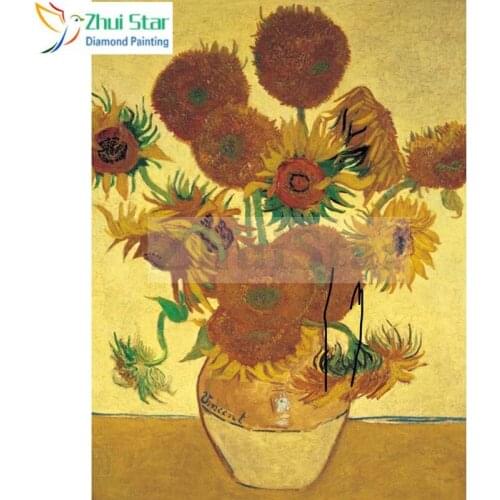 Zhui Star Full Square Diamond 5D Diamond Sunflower Van Gogh Embroidery Cross Stitch Rhinestone Mosaic Painting Decor Gift gx