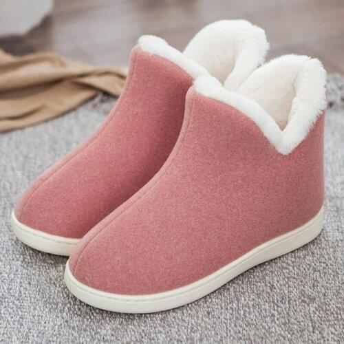 Winter Wool Warm Cotton Shoes Womens Cute High-Top Cotton Drag Neutral Home Thick-Soled Warm Household Cotton Shoes