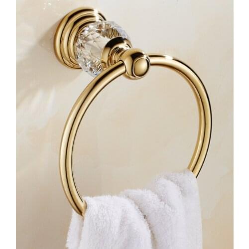 Gold Crystal Towel Ring Europe Bathroom Pendant Set Brass Towel Paper Holder Hand Towel Holder Bathroom Accessories