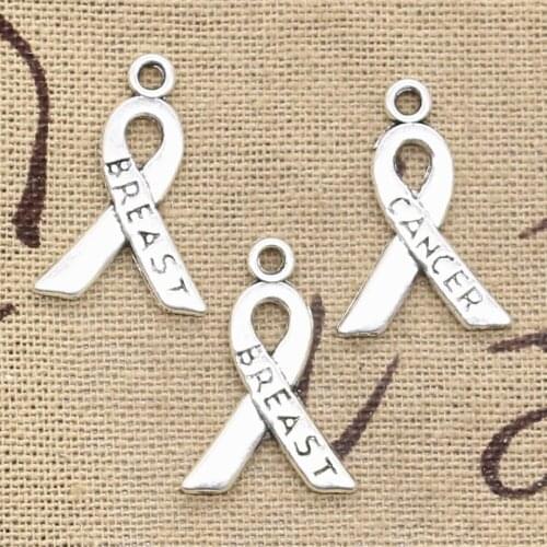 15pcs Charms cancer awareness ribbon 23x16mm Antique Silver Color Pendants Making DIY Handmade Tibetan Finding Jewelry