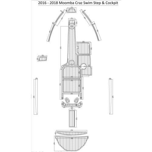 2016-2018 Moomba Craz Swim Step & Cockpit Pad Boat EVA Teak Decking 1/4" 6mm