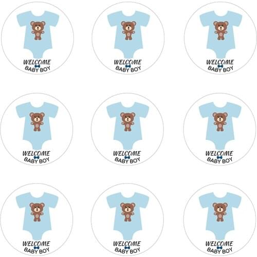 24/48pcs Sticker Seal Label Candy Box Decoration DIY Gifts Bag Stickers Baby Shower Baptism Gender Reveal Birthday Party Decor