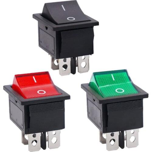 30Amp AC125V~250V DPST 4 Pins 2 Position On/Off Rocker Switch LED Light Illuminated