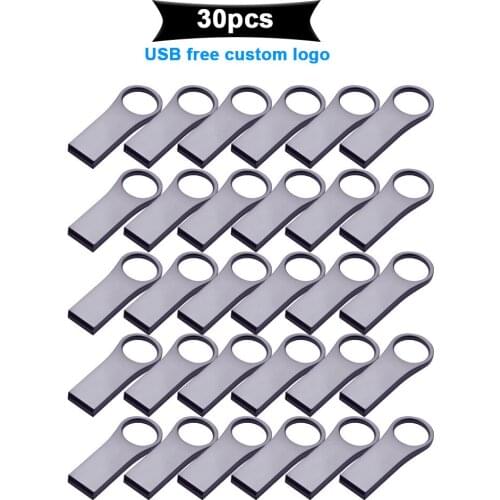30pcs/lot Top Quality Usb Flash Drive Pen Drive 4GB 8GB 16GB 32GB 64GB Waterproof Metal Pendrive Memory Stick Drives U Disk Gift