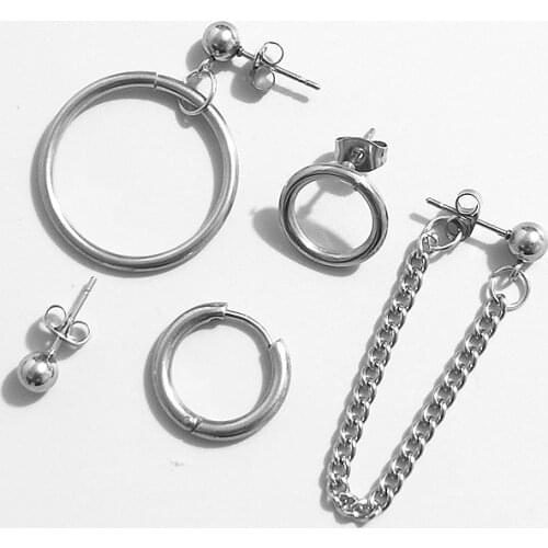 5pcs/set KPOP Bangtan Boys Album V DNA circle Stud Earrings Korean Fashion Jewelry Accessories For Mens And Womens Earring