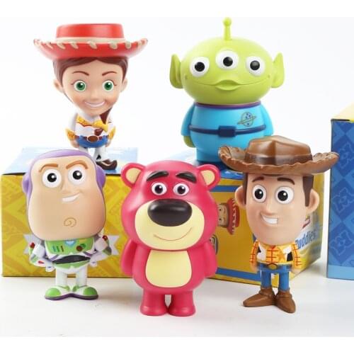 5Pcs/Set Cartoon Toy Story 4 Woody Buzz Lotso Hamm the Piggy Alien Action Figure Dolls Toy Collection Model Toys Gifts for Kids