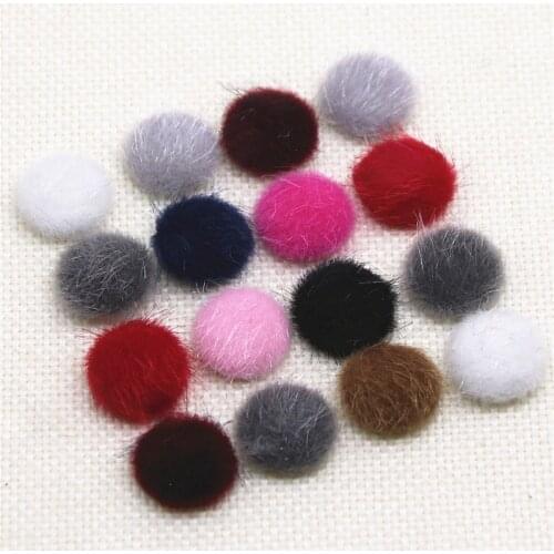 50pcs 16mm mix Flatback fluffy Fabric Covered round Buttons Home Garden Crafts Cabochon Scrapbooking DIY craft