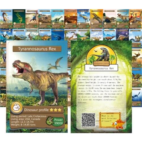 55/ set English Dinosaur Cards Childrens Cognitive Fun Game Battle Cards Dinosaur Toys Collection toy kids gift card