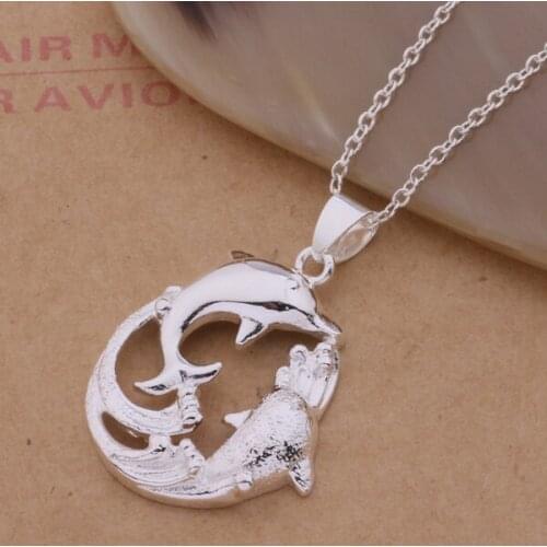 AN187 Hot sterling Necklace fashion jewelry pendant dolphin /gjdapaka anrajeya silver color