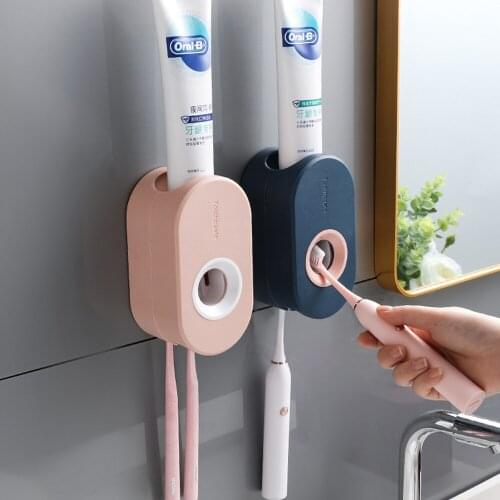 Automatic Toothpaste Dispenser Squeezer Toothbrush Holder Without Punching Wall-mounted Toothpaste Rack Bathroom Accessories