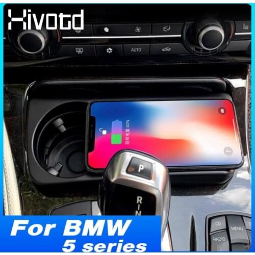 For BMW 5 Series F10/F18 2010-2017 Accessories QI Car Wireless Charger Mobile Phone Holder Fast Charging Pad Interior Mouldings