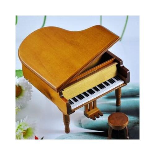 Wooden Piano music box music box furniture decoration creative gifts to students and teachers birthday gifts City in the sky