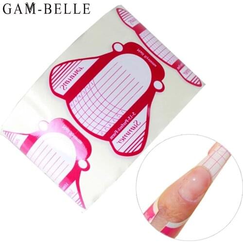 GAM-BELLE 100Pcs Nail Tips Extension Forms French Acrylic UV Gel Tips Builder Form Guide Stencil Nail Accessories Manicure Tool