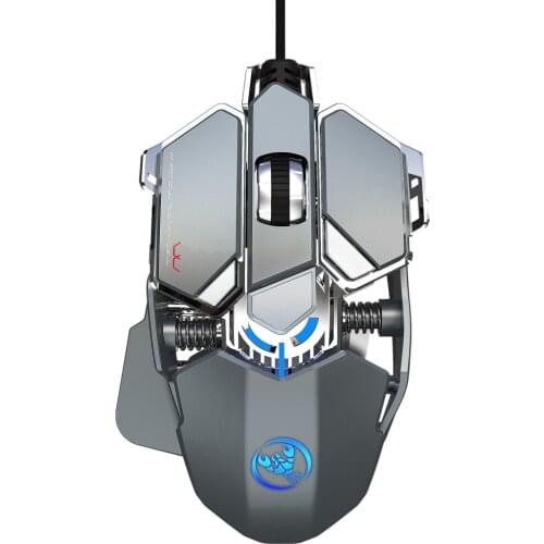 HXSJ New Mechanical Wired Gaming Mouse 9 Key Macro Definition 6400 DPI Color Backlit Game Player Computer Peripheral PC Black