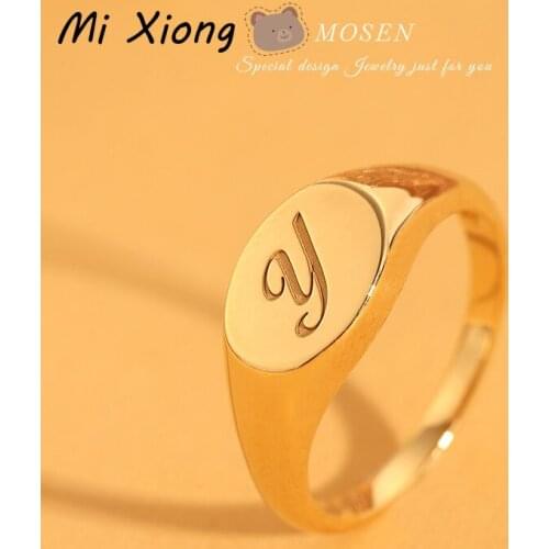Mi Xiong s925 sterling silver gold-plated letter ring luxury exquisite charm ladies party anniversary gift gift custom jewelry