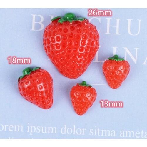Red Strawberry Cabochons 20pcs Resin Lovely Flatback Cabochon Fruit Food Scrapbook Kawaii DIY Embellishments Accessories
