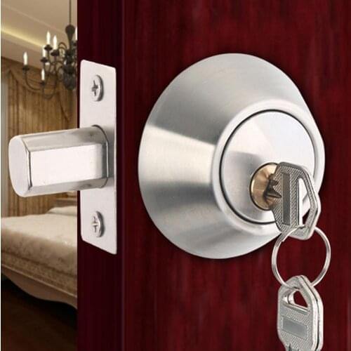 Round Handle Door Knobs Stainless Steel Entrance Interior Passage Locks Key Useful