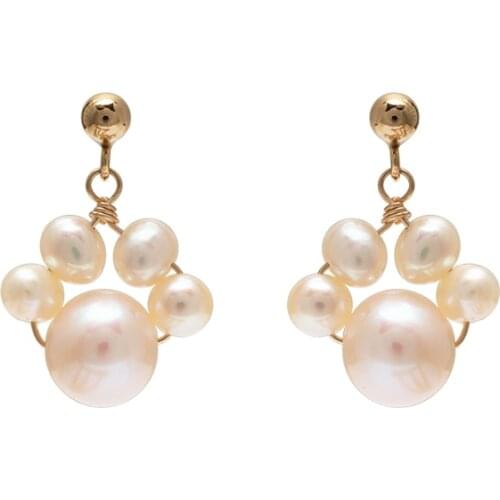 Lily Jewelry 925 Sterling Silver Pearl Cute Animal Footprints Dog Cat Foot Paw Stud Earring Pearl Jewelry for Women Nice Gift