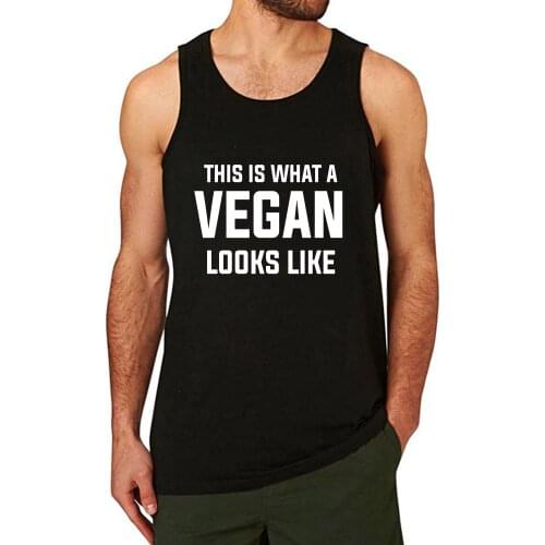 Lyprerazy Mens This Is What A Vegan Looks Like Workout Gym Funny Printed Tank Top