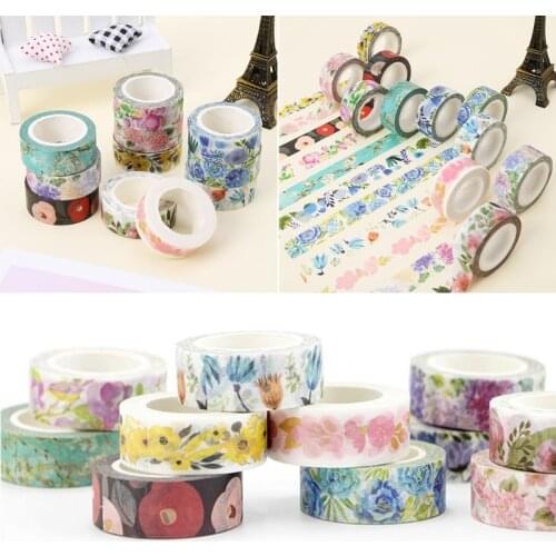 Cute Plants Flowers Adhesive Washi Tape DIY Decorative Masking Tape Scrapbooking