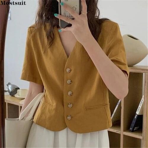 Mostsuit Women's Blazers With Short Sleeves