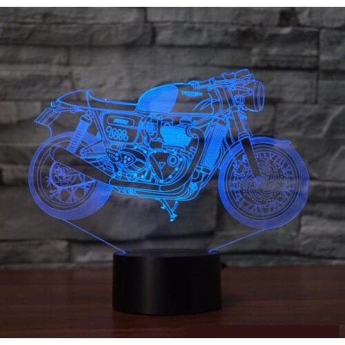 Motorcycle 3d Lamp Seven Colors Touch Led Visual Usb Led Night Light Gift Decoration Remote Touch switch Table Lamp