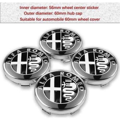 4PCS 56+60mm Car Wheel Center Hub Caps Sticker Decal For alfa romeo 159 147 156 Giulietta Spider Mito Car-Styling Accessories