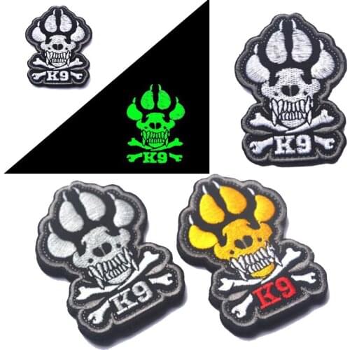 K9 Cross Leg Bone 3D Embroidered Armband Grey / Yellow / White (Luminous) Army Dog Badge Clothing Backpack Outdoor Sports Patch