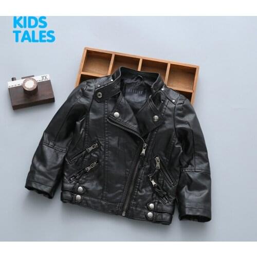 New Kids Jackets Kids PU Leather Jacket Boys and Girls Leather Coat Children Outerwear Leather Jacket 1-9T