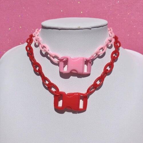 Harajuku Resin Lock Choker Necklace for Women Candy Color Handmade DIY Vintage Cute Necklace Charms Y2K Jewelry Gifts 2021 New