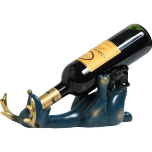Resin Elk Wine Basket Wine Rack Animal Wine Bottle Holder Figurines Lying Deer Statuette Ornament Home Decor on Shelf