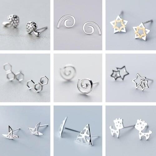 PONYKISS Trendy 925 Sterling Silver Geometry Hollow Zircon Stud Earrings woman Party Fine Jewelry Wholesale Minimlist Accessory