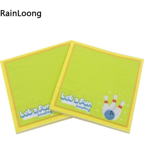 [RainLoong] Paper Napkins Lets Fun Bowling Sport Print Tissue Napkins Decoration Serviettes 33x33cm 1 pack (20pcs/pack)
