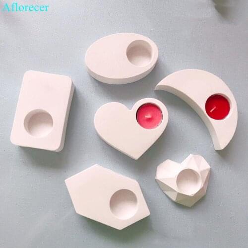 Different Shapes Candle Holder Concrete Molds Heart Oval Candlestick Plaster Mould Square Mini Flower Pot Cement Mold