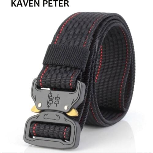 Men Tactical Belt Military Nylon Belt Outdoor multifunctional Training Belt Canvas Belt Metal Insert Buckle High Quality Strap
